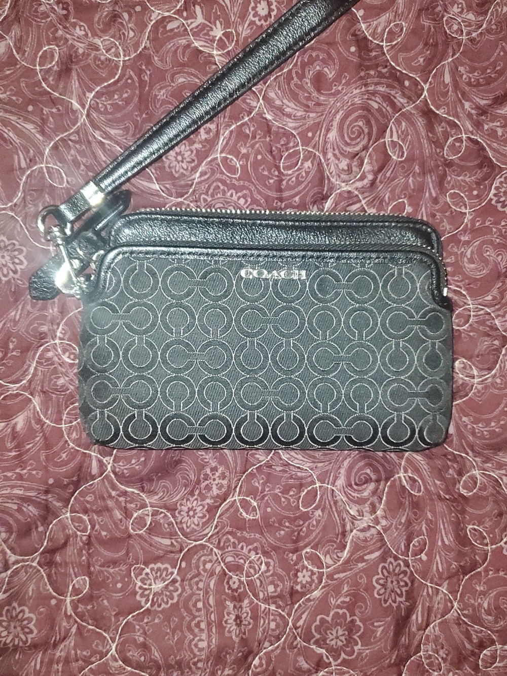 Coach Black Signature Wristlet